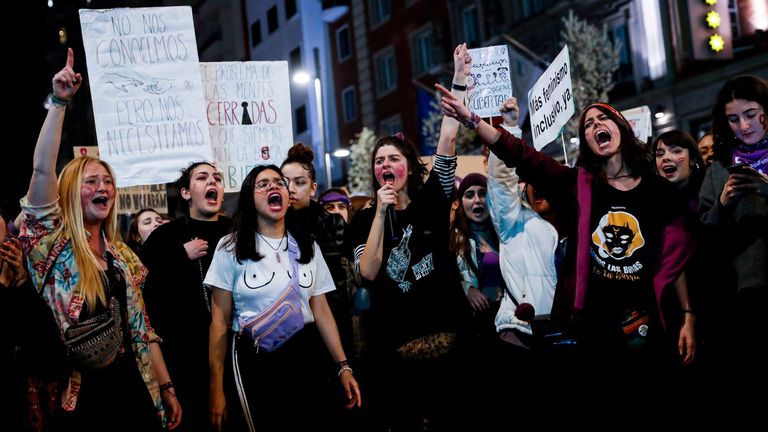 Manifestación por el Día de la Mujer, el 8 de marzo de 2020 en Madrid.
