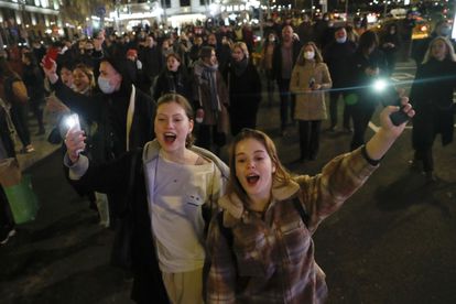 Manifestación en apoyo a Navalni, el 21 de abril en Moscú.