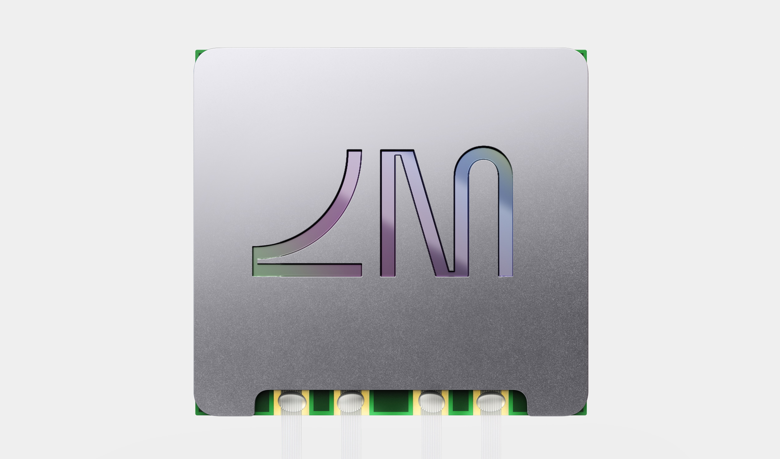 Un chip Lightmatter con su logo en el lateral.