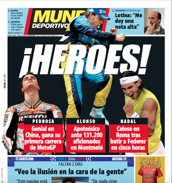 Portada de Mundo Deportivo del día 15 de mayo de 2006