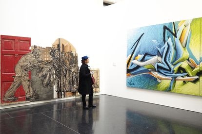 Vista general de la exposición 'Arte callejero - Bansky & Co. L'Arte allo Stato Urbano', en el Palazzo Pepoli Vecchio el 17 de marzo de 2016 en Bolonia, Italia.