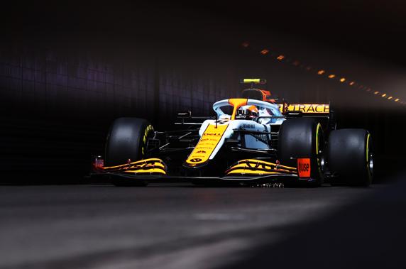 Lando Norris, en el GP de Mónaco de F1 con su McLaren