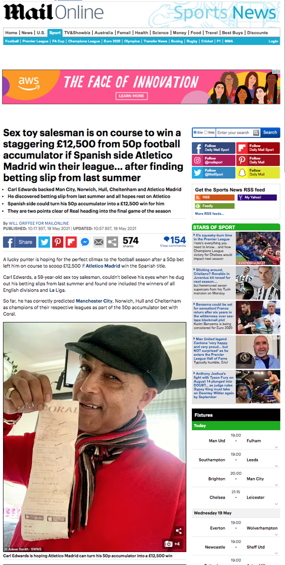 La noticia recogida por el Daily Mail.