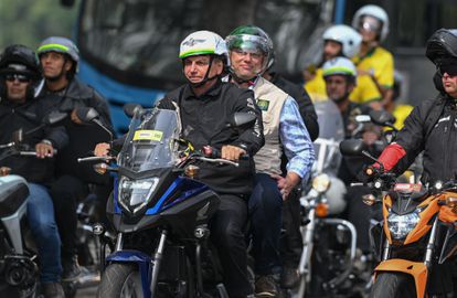 El presidente Bolsonaro, el domingo pasado en Río de Janeiro durante una marcha de moteros.