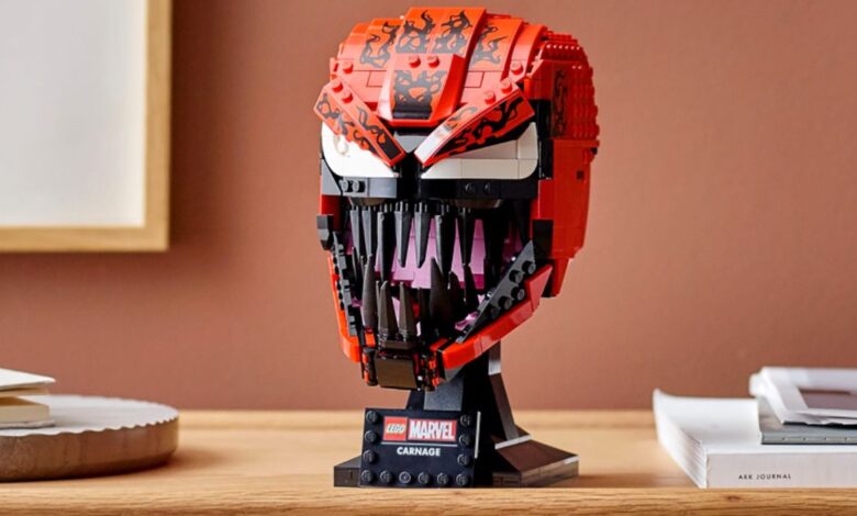 El diseño de la película Carnage de Venom 2 presentado por LEGO Bust |