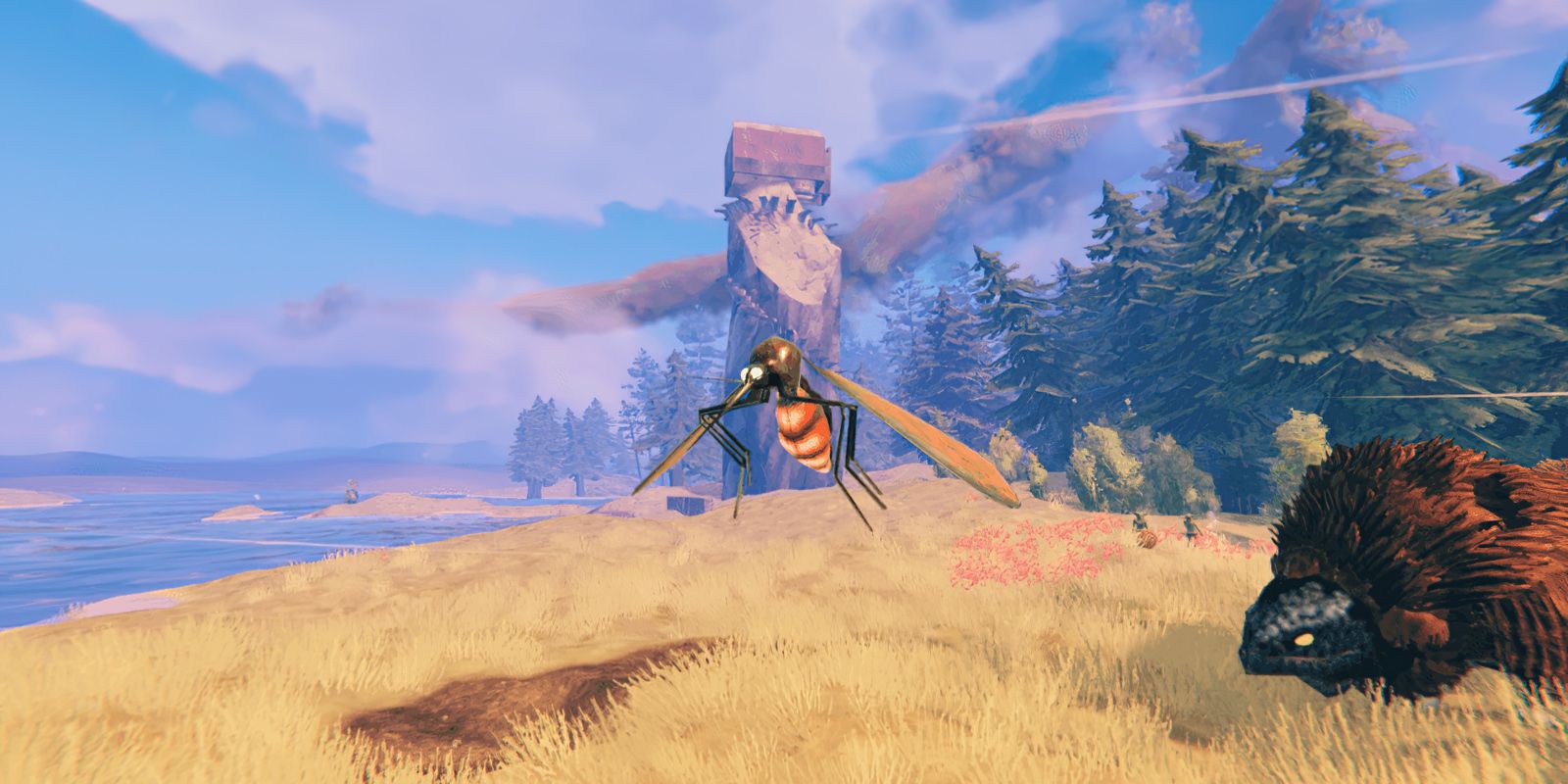 Jugador de Valheim monta un mosquito mortal en el cielo |