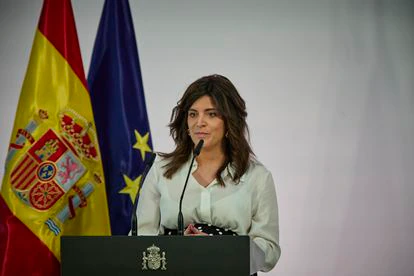 Ana Iris Simón, durante la presentación del plan 'Pueblos con Futuro: un plan para la cohesión y transformación del país’, en La Moncloa.