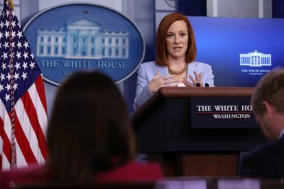 La portavoz de la Casa Blanca, Jen Psaki, este viernes durante su conferencia de prensa diaria.