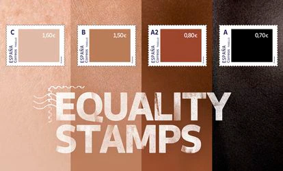 La campaña de Correos 'Equality stamps' con sellos de diferentes colores y diferente valor.