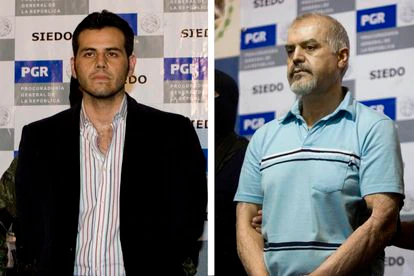 Vicente Zambada (izquierda), tras su arresto en México en 2014, y Eduardo Arellano Félix (derecha), en 2008.