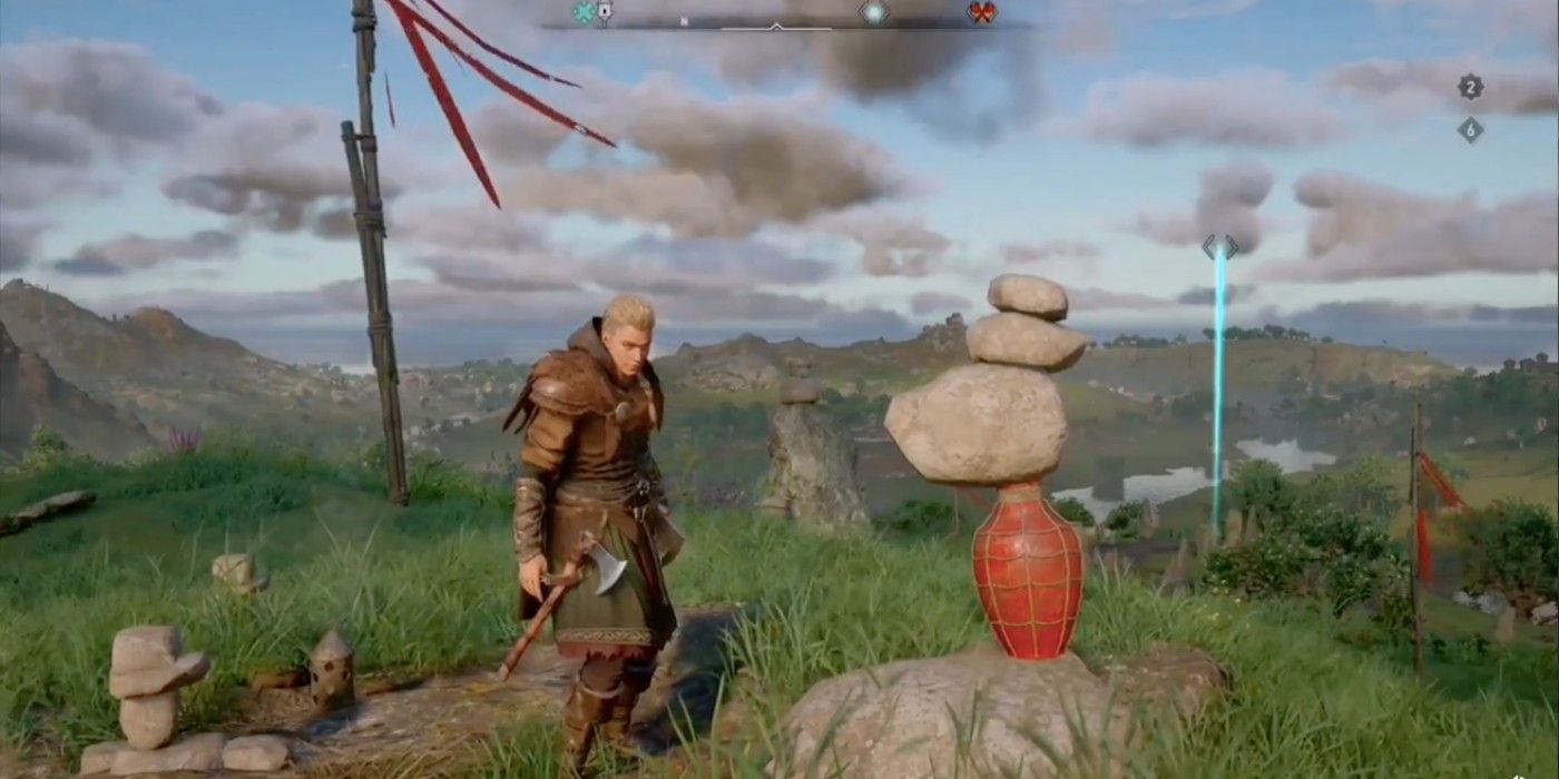 Los tarros de aceite Valhalla de Assassin's Creed ayudan con el rompecabezas de piedras apilables
