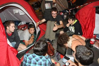 Clara Sánchez, durante la acampada en Sol en 2011.