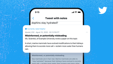 ejemplo de cómo se vería una nota en twitter birdwatch