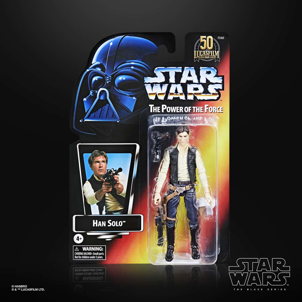 STAR WARS THE BLACK SERIES LUCASFILM 50TH ANNIVERSARY 6 PULGADAS HAN SOLO Figura - en paquete STAR WARS THE BLACK SERIES LUCASFILM 50TH ANNIVERSARY 6 PULGADAS HAN SOLO Figura - en paquete
