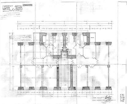 Plano de un apartamento de tres habitaciones.