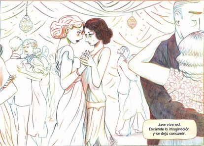 Una viñeta de 'Anaïs Nin en un mar de mentiras', de Léonie Bischoff, editada por Garbuix Books.