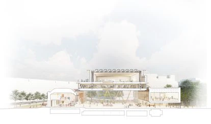 Imagen transversal de la futura reforma del Museo de Bellas Artes de Bilbao.