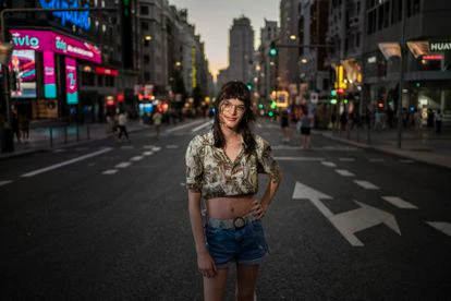 Zoe Fernández de la Mata, el lunes en la Gran Vía de Madrid.
