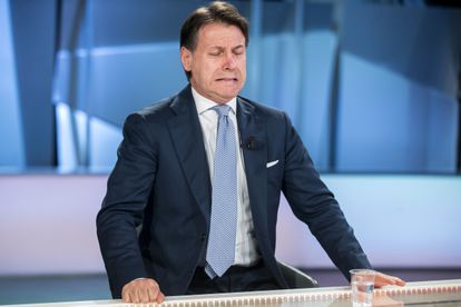 Giuseppe Conte durante una entrevista en una televisión el pasado domingo