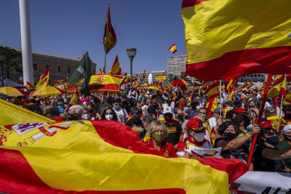 Concentración este domingo en la plaza de Colón contra los indultos a los presos del 'procés'.