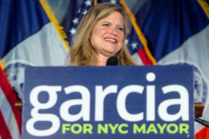 Kathryn Garcia, durante la celebración de la noche electoral en Brooklyn (Nueva York), el pasado 22 de junio.