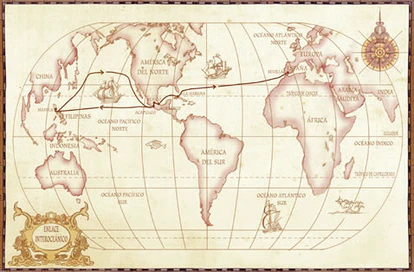 Recreación de la ruta del Galeón Manila.