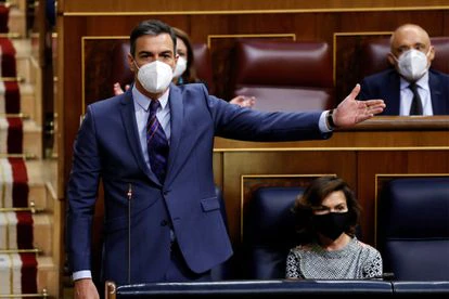 El presidente del Gobierno, Pedro Sánchez, en la sesión de control del Congreso.