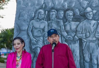 Daniel Ortega y Rosario Murillo durante un acto en Managua (Nicaragua).
