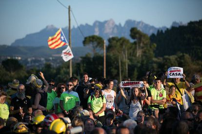 Protesta en las proximidades de la cárcel de Lledoners.