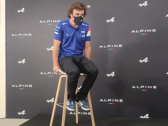 Fernando Alonso, en el encuentro de Alpine con la prensa española en Barcelona