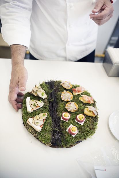 Ingredientes y snacks del menú gastronómico del chef.