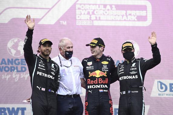 Marko, junto a Hamilton, Verstappen y Bottas