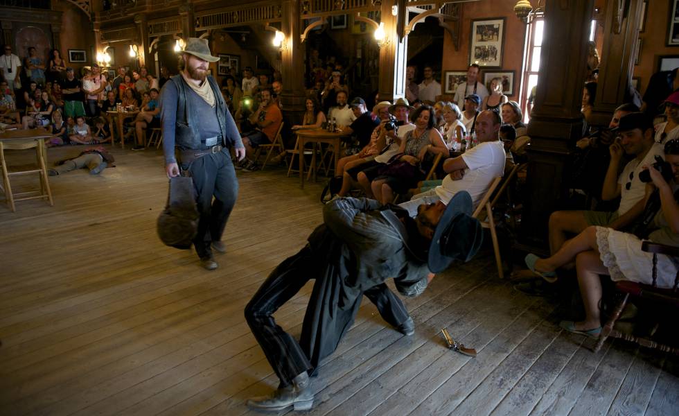 Uno de los espectáculos del complejo wéstern Fort Bravo, en Tabernas (Almería).
