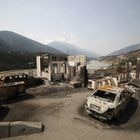Destrucción en Lytton, en la Columbia Británica de Canadá, tras la ola de calor y los incendios que golpearon a este pueblo de 200 habitantes a finales de junio.