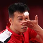 Tokyo 2020 Olympics - Table Tennis - Men's Singles - Round 2 - Tokyo Metropolitan Gymnasium - Tokyo, Japan - July 26, 2021. Yang Wang of Slovakia in action against David Powell of Australia REUTERS/Luisa Gonzalez