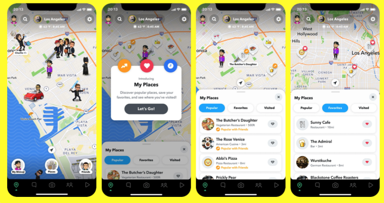 Snapchat agrega la función Mis lugares a Snap Map, recomendando lugares para visitar
