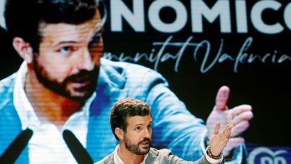 Pablo Casado durante su intervención en el XV Congreso del Partido Popular de la Comunitat Valenciana el pasado sábado.