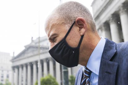 Michael Avenatti, tras su salida del juzgado de Nueva York, este jueves 8 de julio.