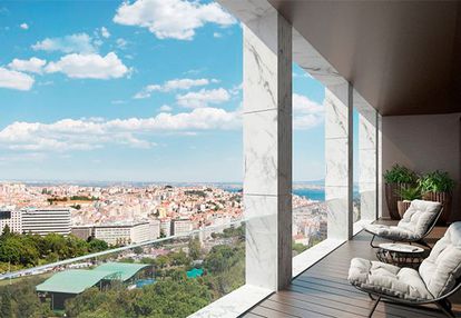 Una de las viviendas de lujo del edificio de la rua Castilho, en Lisboa, donde el futbolista tiene su ático, con vistas al parque Eduardo VII.