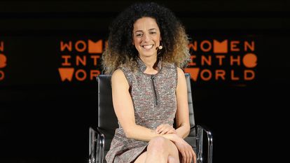 La periodista Masih Alinejad, durante una conferencia en Nueva York, en 2016.