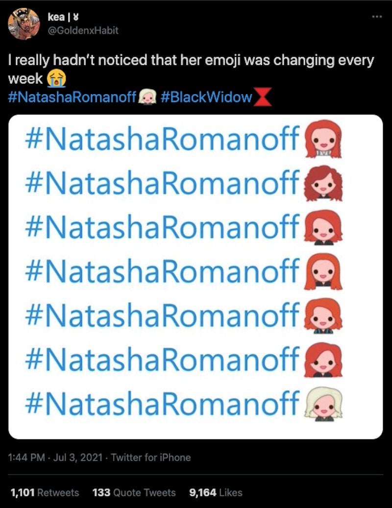 Marvel Black Widow Emoji cambia a fanáticos virales