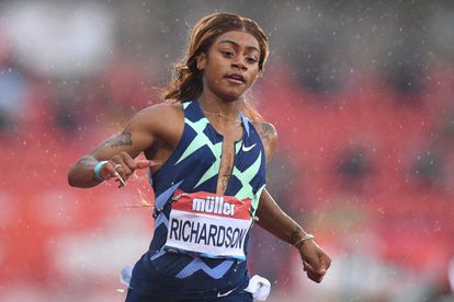 La corredora Sha'Carri Richardson en una carrera de la Liga diamante en Inglaterra, en mayo pasado.