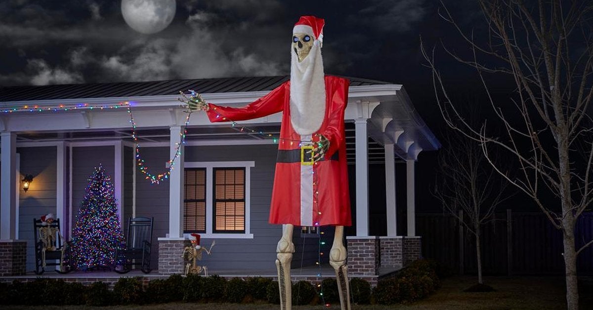 Home Depot Esqueleto gigante Traje de disfraz de Papá Noel Halloween