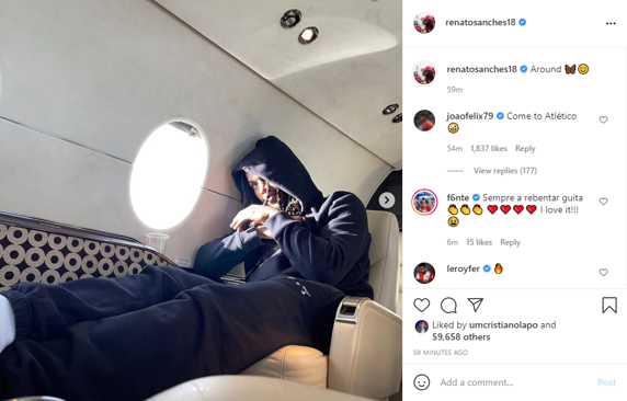 El mensaje de Renato Sanches al que respondió Joao Félix.