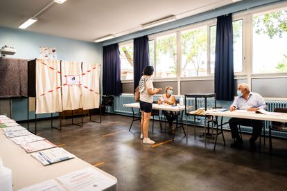 Colegio electoral en Perpiñán (Francia), este pasado 20 de junio durante la primera vuelta de las elecciones regionales.