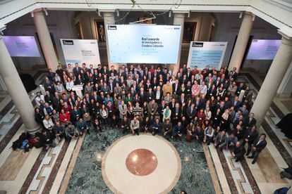 Miembros de la Red Leonardo, integrada por receptores de las becas de la Fundación BBVA, en 2018.