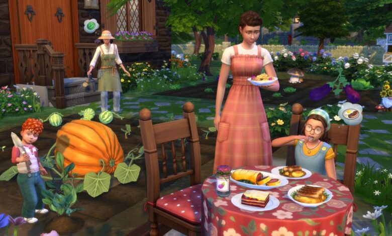 Sims 4 agricultura, actividades y crianza de animales mostrados en el video de la vida en la cabaña
