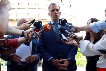 El secretario general de Vox, Javier Ortega Smith, en una comparecencia ante el Tribunal Constitucional.