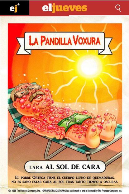 Cromo dibujado para la revista 'El Jueves' por Raúl Salazar y Juanjo Cuerda