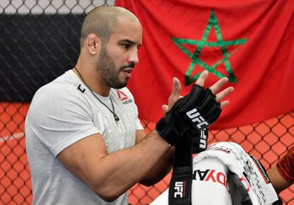 Abu Bakr Azaitar, en una competición de boxeo en Las Vegas, Nevada, en marzo de 2021.